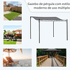 Pérgola de Jardín 2,97x2,97 m con Toldo y 4 Orificios de Desagüe Metal y Poliéster 180 g/m² Resistente para terraza jardín Gris