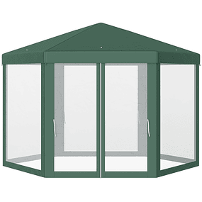 Tenda Hexagonal Tenda de Jardim com Rede Mosquiteira Portas com Zíper e Orifícios de Drenagem 197x250 cm