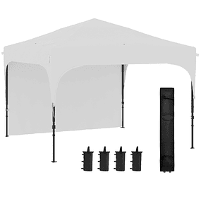 Folding Tent with Adjustable Height 1 Sidewall Roof with Ventilation 4 Sandbags and Carrying Bag 3x3 m White