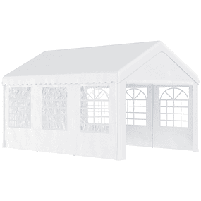 Party Tent 6x4x2.8m Garden Tent with 4 Side Walls Steel and White Polyester