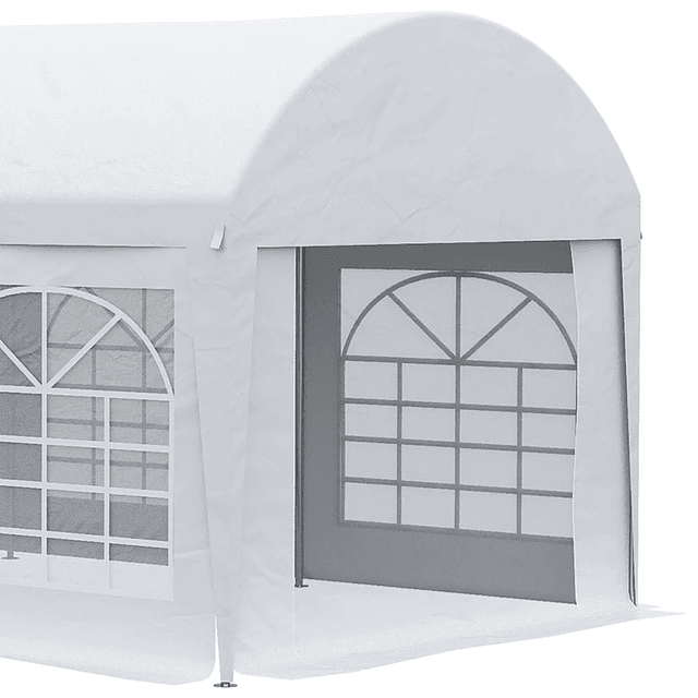 Carpa para fiestas Carpa de jardín de 6x3 m con paredes laterales removibles Puerta con cremallera y 6 ventanas con protección UV Blanco