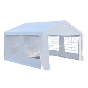 Party Tent 400x400x280cm for Outdoor Camping Weddings with 4 Windows and 2 Doors White