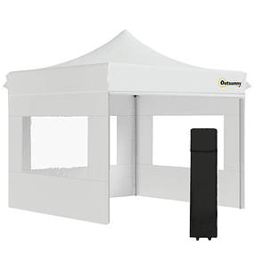 3x3 Folding Tent with Adjustable Height Garden Tent with 4 Removable Oxford Fabric Walls 4 Windows and Outdoor Carry Bag Terrace Camping White