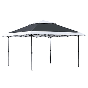 Folding Tent with Adjustable Height in 3 Positions Fly Roof and Transport Bag with Wheels 360x360x298 cm Gray and White