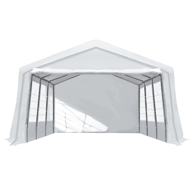 Tenda para Festas 8x4m Tenda de Jardim com 4 Paredes Laterais 8 Janelas para Festas Eventos Casamento Aço PE Branco 