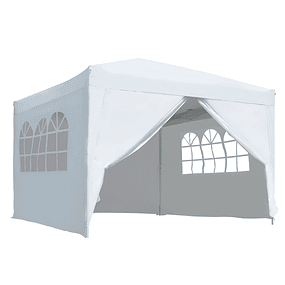 Garden Tent with Removable Side Walls Windows Zippered Door and Carry Bag 295x295x195-258 cm