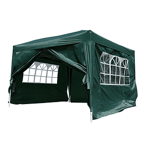 Garden Tent with Removable Side Walls Windows Zippered Door and Carry Bag 295x295x195-258 cm - Green