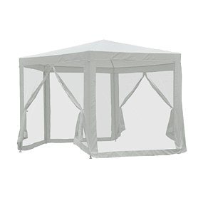 Hexagonal Tent Garden Tent with Mosquito Net Zippered Doors and Drainage Holes 197x250 cm - Cream
