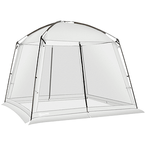 Carpa de jardín para 6-8 personas con 4 mosquiteras y 2 puertas Protección UV50+ Incluye bolsa de transporte 3x3 m Blanco