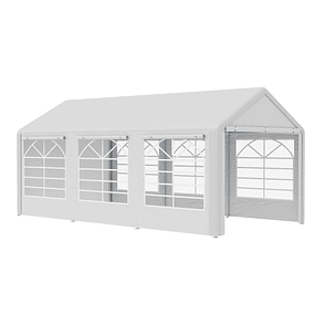 Carpa de fiesta Carpa de jardín de 6x3m con 4 paredes laterales 2 puertas enrollables y 6 ventanas Protección UV para eventos al aire libre Bodas Blanco