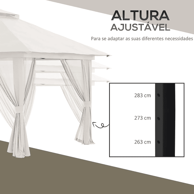 Outsunny Carpa Plegable 3x3 m con Altura Ajustable de 3 Niveles