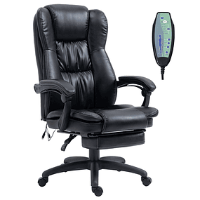 Swivel Office Chair Height Adjustable Office Chair 6 Massage Points Remote Control and Retractable Footrest 68.5x68.5x119-127cm Black