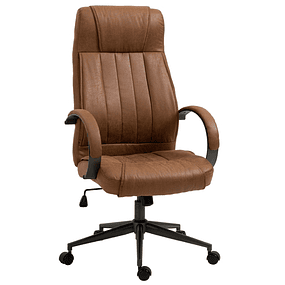 Height-Adjustable Swivel Ergonomic Office Chair Headrest Armrest and Padded Backrest 61.5x52.5x118-126cm Brown