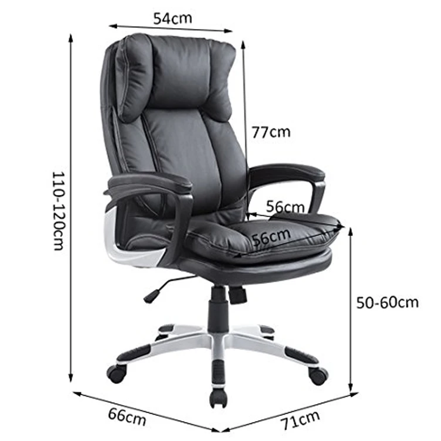 Height adjustable swivel and liftable office chair PU 66x71x110-120.5 cm Black 2