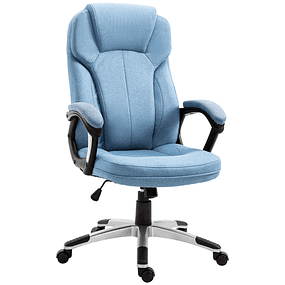 Swivel Office Chair Ergonomic Office Chair with Adjustable Height Armrests and Back Padded Faux Linen 66x75x110-120cm Light Blue