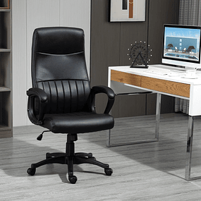 360° Folding and Swiveling Ergonomic Office Chair with Adjustable Height High Back and Armrests Faux Leather 61.5x66x113-123cm Black