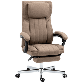 Cadeira de Escritório com 6 Pontos de Massagem por Vibração Reclinável com Altura Ajustável 65x61x101-113 cm  - Marron