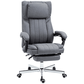 Cadeira de Escritório com 6 Pontos de Massagem por Vibração Reclinável com Altura Ajustável 65x61x101-113 cm  - Cinza