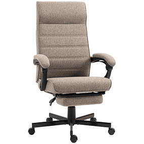 Cadeira de Escritório Reclinável com Altura Ajustável Apoio para os Braços Apoio para os Pés Retrátil 68x67x106-114cm Marrom 