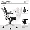 Cadeira de Escritório Ergonômica Basculante com Altura Ajustável Apoio para o Braço Dobrável Suporte Lombar e Malha Transpirável 61x61x94-104cm Preto 