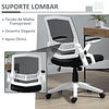 Cadeira de Escritório Ergonômica Basculante com Altura Ajustável Apoio para o Braço Dobrável Suporte Lombar e Malha Transpirável 61x61x94-104cm Preto 