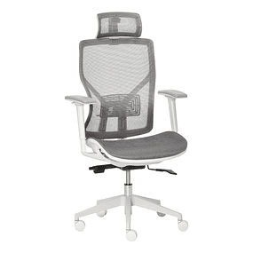 Reposabrazos para silla de oficina giratoria regulable en altura Reposacabezas regulable y soporte lumbar Respaldo alto 67x65x120-128cm Gris