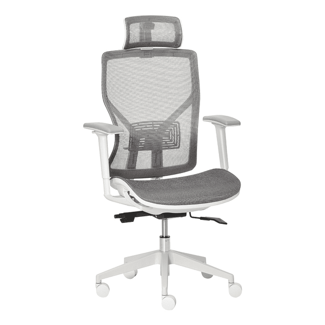 Height-Adjustable Swivel Office Chair Armrest Adjustable Headrest and Lumbar Support High Backrest 67x65x120-128cm Gray