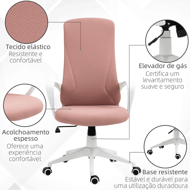 Cadeira de Escritório Ergonómica com Altura Ajustável Função de Inclinação e Encosto Alto 62x56x110-119,5 cm