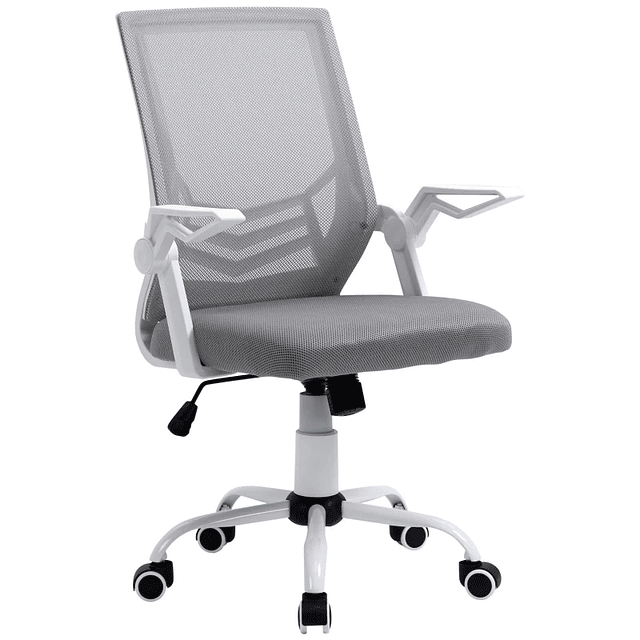 Cadeira de Escritório Ergonômica Giratória com Altura Ajustável Apoio para os Braços Dobrável Suporte Lombar e Encosto Transpirável 62,5x55x94-104cm