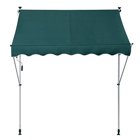 Retractable Manual Awning 200x150 cm with Aluminum Handle Adjustable Angle Solar Shade for Balcony Garden Patio - Green