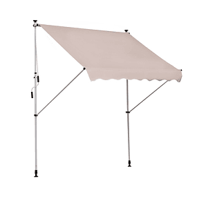 Retractable Manual Awning 200x150 cm with Aluminum Handle Adjustable Angle Solar Shade for Balcony Garden Patio - beige