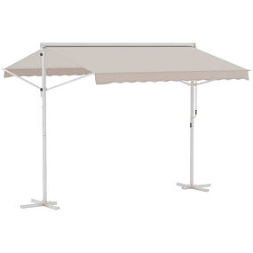 Standing Awning 300x295x260 cm with Handle Adjustable Portable Angle for Garden Terrace Patio - beige