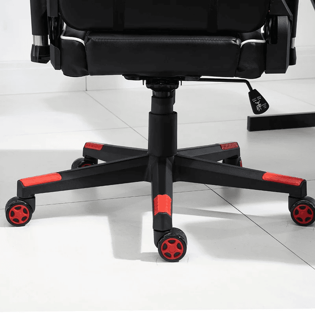 Silla gaming reclinable regulable en altura con apoyo lumbar y reposacabezas 72x54x(126-136) cm Rojo