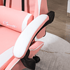 Silla ergonómica para juegos Silla reclinable con cabezal de altura ajustable y soporte lumbar 63x67x122-130cm Rosa y blanco