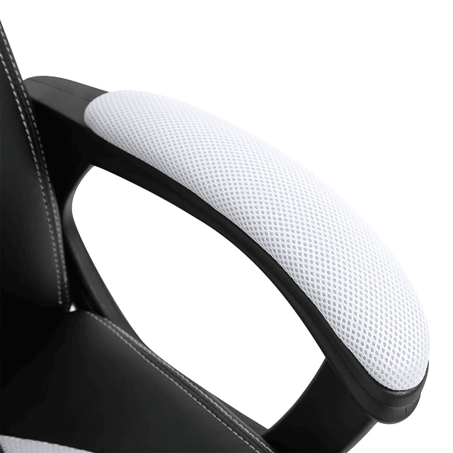 Silla de oficina basculante y giratoria con 6 puntos de masaje y calefacción - Blanco y negro - 68x69x108-117 cm