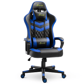 Cadeira ergonômica gaming de escritório Altura ajustável giratório 61x70x121-129 cm - Azul
