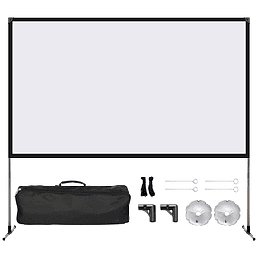 Projection Screen with Stand 80 Inch Foldable Projection Screen 16:9 Format with Carry Bag for Home Theater Outdoor Party 187x50x167.5cm White