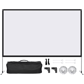 Projection Screen with Stand 100 Inch 16:9 Format Folding Projection Screen with Carry Bag for Home Theater Outdoor Party 233x50x187cm White