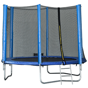 Cama Elástica Ø244cm com Rede de Segurança Conjunto de trampolim para Jardim Carga máx. 100kg Azul e Preto 
