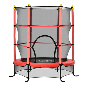 Trampoline for Children Over 3 Years Trampoline Children's Trampoline with Safety Net and Steel Structure for Indoor and Outdoor Load 45kg 163x163x163 cm Red