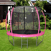 Trampolín de jardín Φ244cm Trampolín para niños y adultos cm Cubierta de borde de red de seguridad y escalera exterior rosa