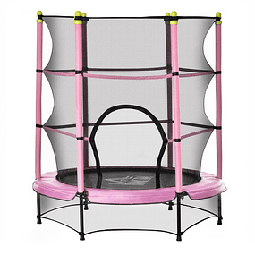 Trampoline for Children over 3 Years Children's Trampoline with Safety Net and Steel Structure for Indoor and Outdoor Load 45kg 140x140x160cm - pink