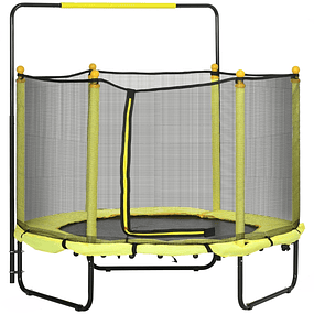 Children's Trampoline with Safety Net Adjustable Bar for Indoor and Outdoor Ø140x120-140 cm - Yellow