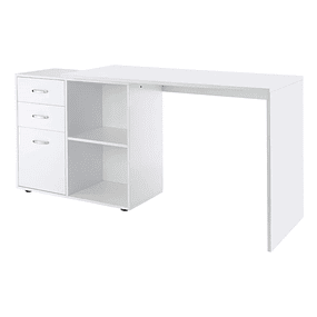Corner Desk Desk with 2 Shapes with 2 Shelves 3 Drawers for Home Office Studio White