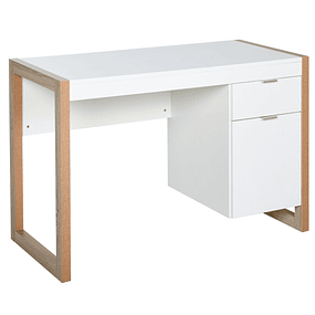 Computer Desk with Drawer Wardrobe Feet in Rectangular Shape112.5x50x75.5 cm White and Wood
