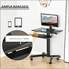 Escritorio de pie ajustable en altura 2 en 1 Mesa portátil móvil con 4 ruedas Bandeja para teclado Estación de trabajo 65x45x75-115cm Negro