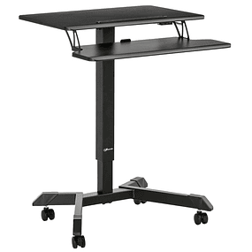 Height Adjustable Standing Desk 2 in 1 Mobile Laptop Table with 4 Wheels Keyboard Tray Workstation 65x45x75-115cm Black