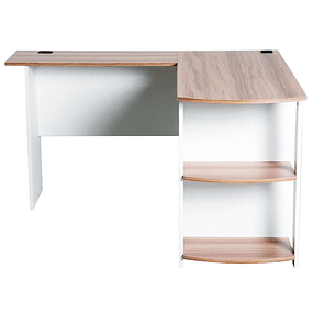 PC Office Computer Table for Workshop Home Type L Shape Corner with Wood Shelves - 136x130x72cm