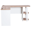 Mesa de ordenador de oficina para PC para taller, hogar, esquina en forma de L con estantes de madera, 136 x 130 x 72 cm