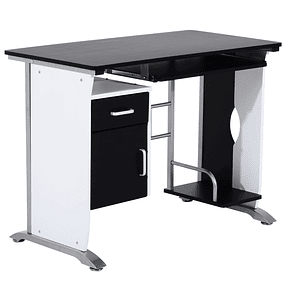 Computer Table with Drawer Cabinet and CPU Holder Office Desk 100x52x75cm Black and White